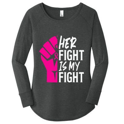 Her Fight Is My Fight Breast Cancer Awareness Family Support Women's Perfect Tri Tunic Long Sleeve Shirt