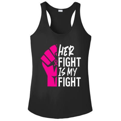 Her Fight Is My Fight Breast Cancer Awareness Family Support Ladies PosiCharge Competitor Racerback Tank