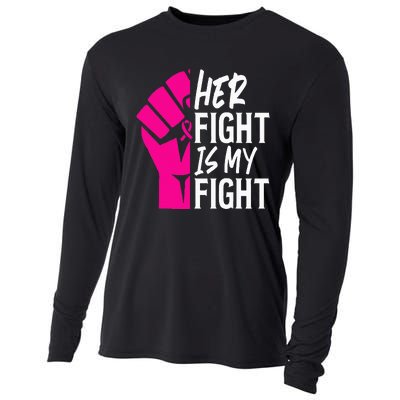 Her Fight Is My Fight Breast Cancer Awareness Family Support Cooling Performance Long Sleeve Crew