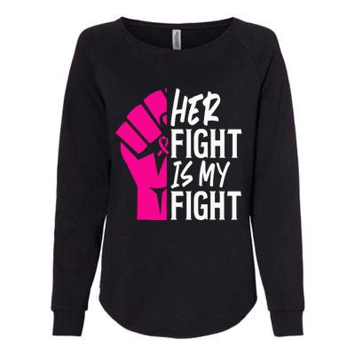 Her Fight Is My Fight Breast Cancer Awareness Family Support Womens California Wash Sweatshirt