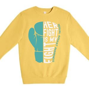 Her Fight Is My Fight Sexual Assault Awareness Boxing Glove Cute Gift Premium Crewneck Sweatshirt