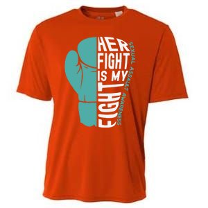 Her Fight Is My Fight Sexual Assault Awareness Boxing Glove Cute Gift Cooling Performance Crew T-Shirt