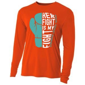 Her Fight Is My Fight Sexual Assault Awareness Boxing Glove Cute Gift Cooling Performance Long Sleeve Crew