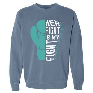 Her Fight Is My Fight Sexual Assault Awareness Boxing Glove Cute Gift Garment-Dyed Sweatshirt