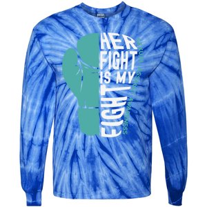 Her Fight Is My Fight Sexual Assault Awareness Boxing Glove Cute Gift Tie-Dye Long Sleeve Shirt