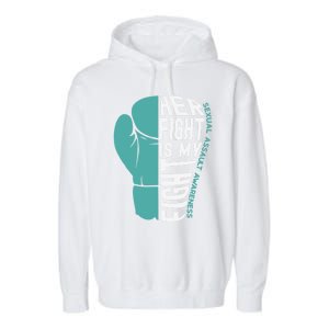 Her Fight Is My Fight Sexual Assault Awareness Boxing Glove Cute Gift Garment-Dyed Fleece Hoodie