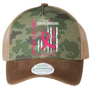 Her Fight Is My Fight I Wear Pink Grandma Breast Cancer Flag Legacy Tie Dye Trucker Hat