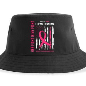 Her Fight Is My Fight I Wear Pink Grandma Breast Cancer Flag Sustainable Bucket Hat