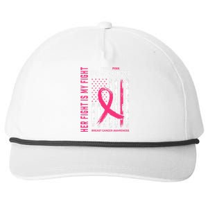 Her Fight Is My Fight I Wear Pink Grandma Breast Cancer Flag Snapback Five-Panel Rope Hat