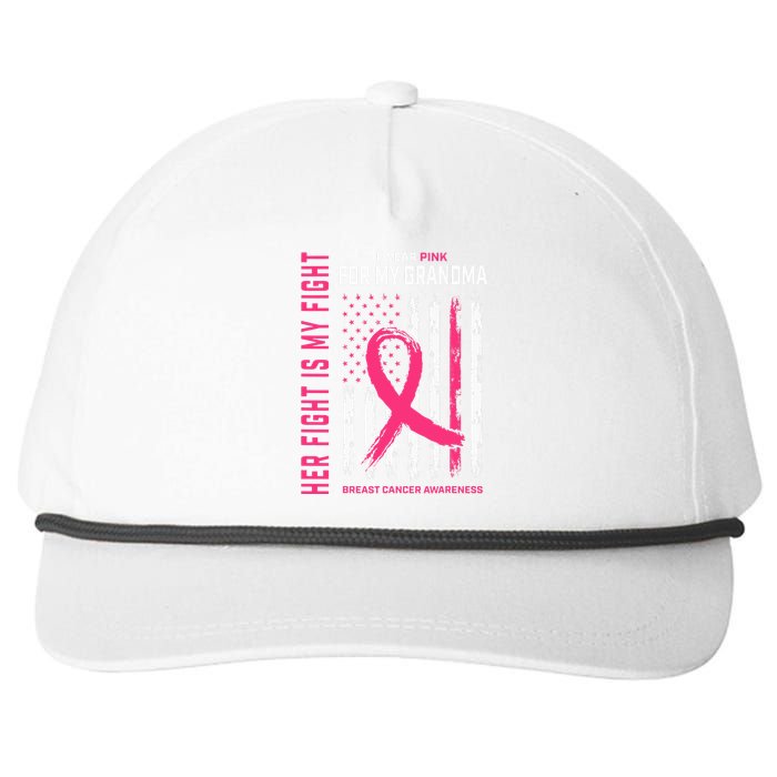 Her Fight Is My Fight I Wear Pink Grandma Breast Cancer Flag Snapback Five-Panel Rope Hat