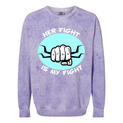 Her Fight Is My Fight Sexual Assault Awareness Month April Gift Colorblast Crewneck Sweatshirt