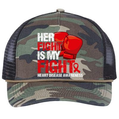 Her Fight Is My Fight Heart Disease Awareness Meaningful Gift Retro Rope Trucker Hat Cap