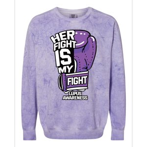 Her Fight Is My Fight Systemic Lupus Erythematosus Purple Colorblast Crewneck Sweatshirt