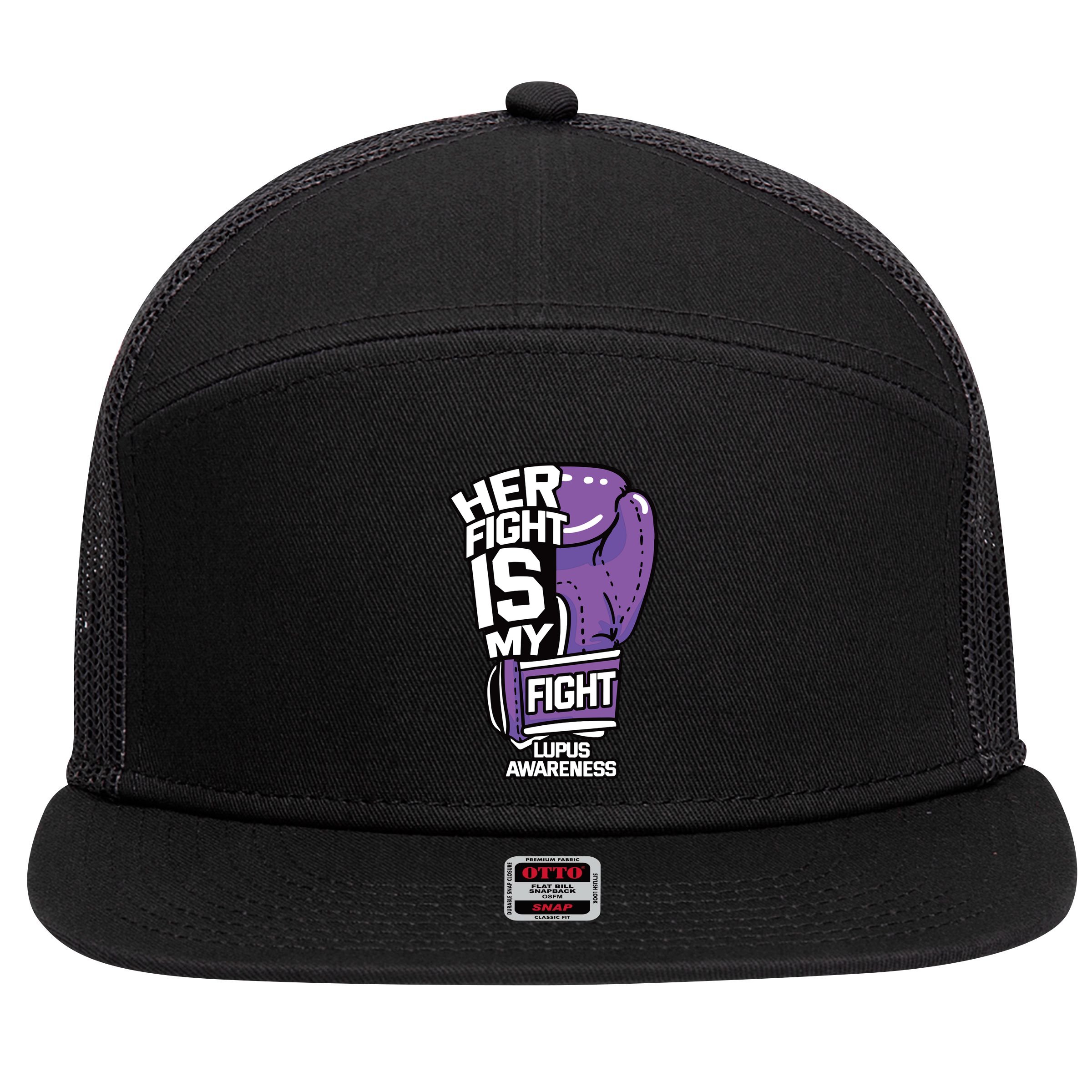 Her Fight Is My Fight Systemic Lupus Erythematosus Purple 7 Panel Mesh Trucker Snapback Hat