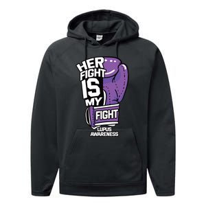 Her Fight Is My Fight Systemic Lupus Erythematosus Purple Performance Fleece Hoodie