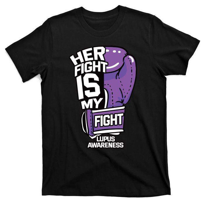 Her Fight Is My Fight Systemic Lupus Erythematosus Purple T-Shirt