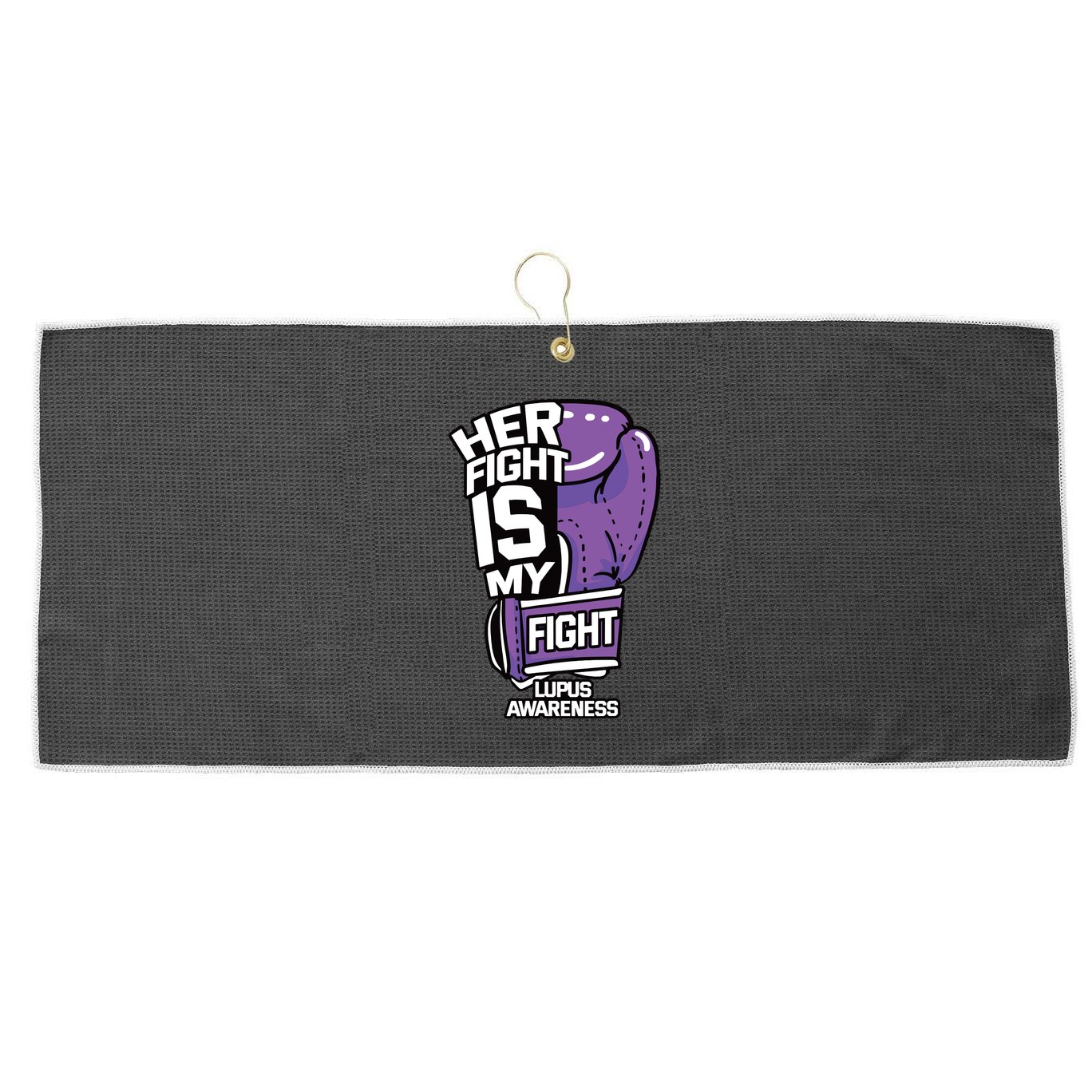 Her Fight Is My Fight Systemic Lupus Erythematosus Purple Large Microfiber Waffle Golf Towel