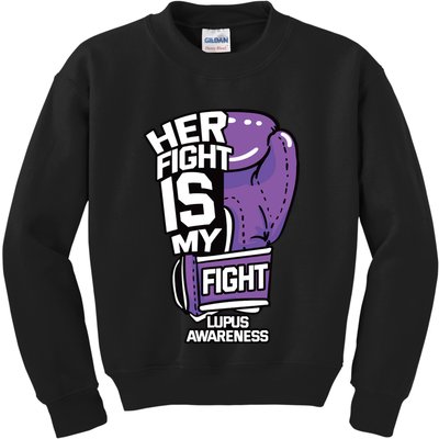 Her Fight Is My Fight Systemic Lupus Erythematosus Purple Kids Sweatshirt