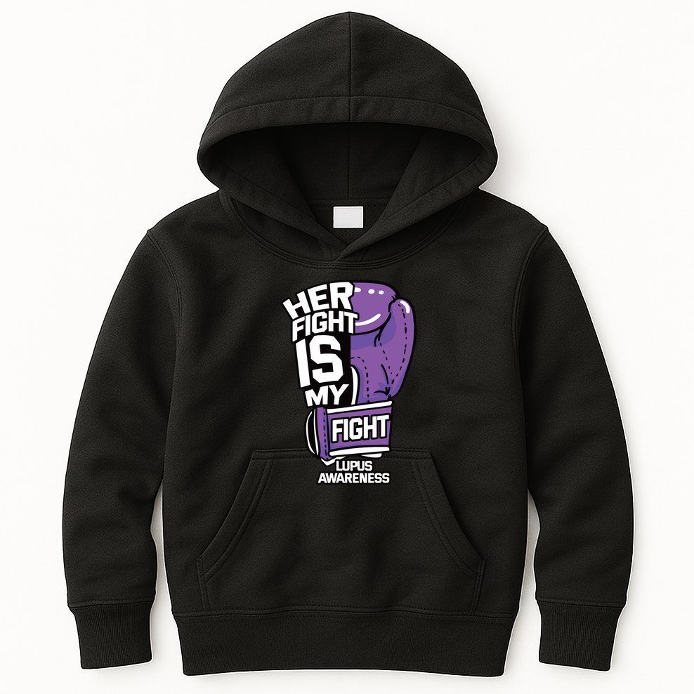 Her Fight Is My Fight Systemic Lupus Erythematosus Purple Kids Hoodie