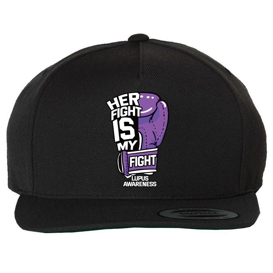 Her Fight Is My Fight Systemic Lupus Erythematosus Purple Wool Snapback Cap