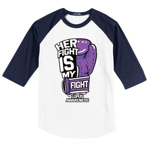 Her Fight Is My Fight Systemic Lupus Erythematosus Purple Baseball Sleeve Shirt