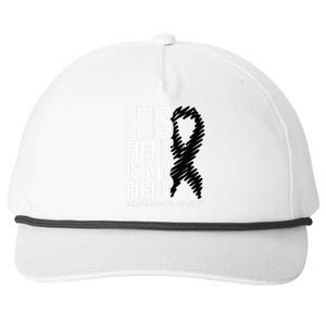 His Fight Is My Fight Black Ribbon Melanoma Cancer Awareness Snapback Five-Panel Rope Hat