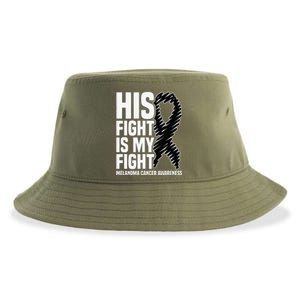 His Fight Is My Fight Black Ribbon Melanoma Cancer Awareness Sustainable Bucket Hat