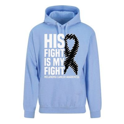 His Fight Is My Fight Black Ribbon Melanoma Cancer Awareness Unisex Surf Hoodie