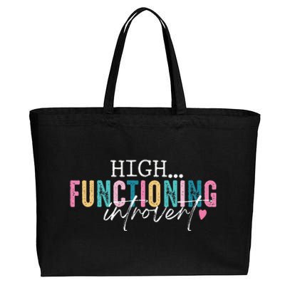 High Functioning Introvert Funny Humor Sarcastic Quote Cotton Canvas Jumbo Tote