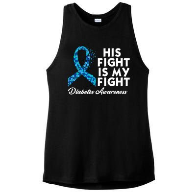 His Fight Is My Fight Diabetes Awareness Ladies PosiCharge Tri-Blend Wicking Tank