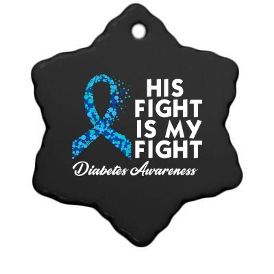 His Fight Is My Fight Diabetes Awareness Ceramic Star Ornament