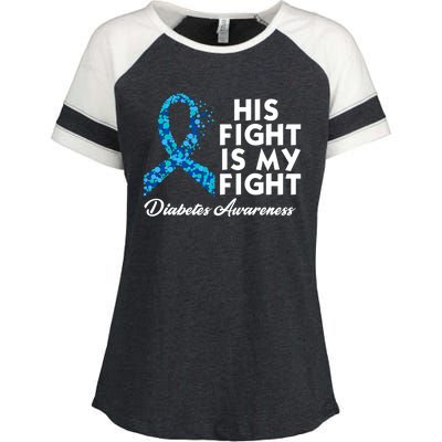 His Fight Is My Fight Diabetes Awareness Enza Ladies Jersey Colorblock Tee