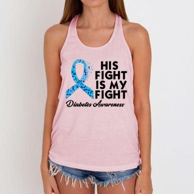 His Fight Is My Fight Diabetes Awareness Women's Knotted Racerback Tank