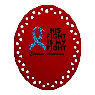 His Fight Is My Fight Diabetes Awareness Ceramic Oval Ornament