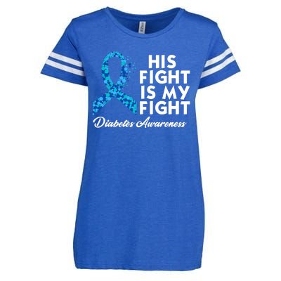 His Fight Is My Fight Diabetes Awareness Enza Ladies Jersey Football T-Shirt