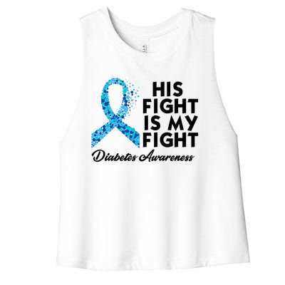 His Fight Is My Fight Diabetes Awareness Women's Racerback Cropped Tank