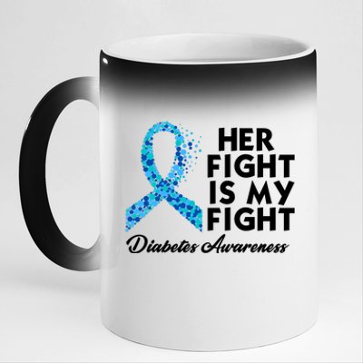 Her Fight Is My Fight Diabetes Awareness 11oz Black Color Changing Mug