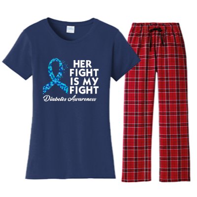 Her Fight Is My Fight Diabetes Awareness Women's Flannel Pajama Set