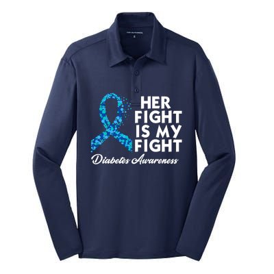 Her Fight Is My Fight Diabetes Awareness Silk Touch Performance Long Sleeve Polo