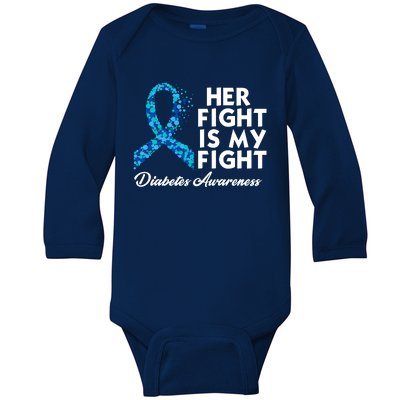 Her Fight Is My Fight Diabetes Awareness Baby Long Sleeve Bodysuit