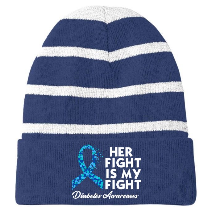 Her Fight Is My Fight Diabetes Awareness Striped Beanie with Solid Band