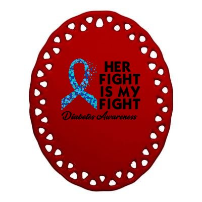 Her Fight Is My Fight Diabetes Awareness Ceramic Oval Ornament