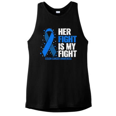 Her Fight Is My Fight Colon Cancer Awareness Ladies PosiCharge Tri-Blend Wicking Tank