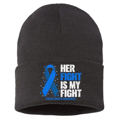 Her Fight Is My Fight Colon Cancer Awareness Sustainable Knit Beanie