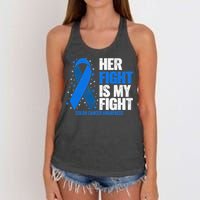 Her Fight Is My Fight Colon Cancer Awareness Women's Knotted Racerback Tank