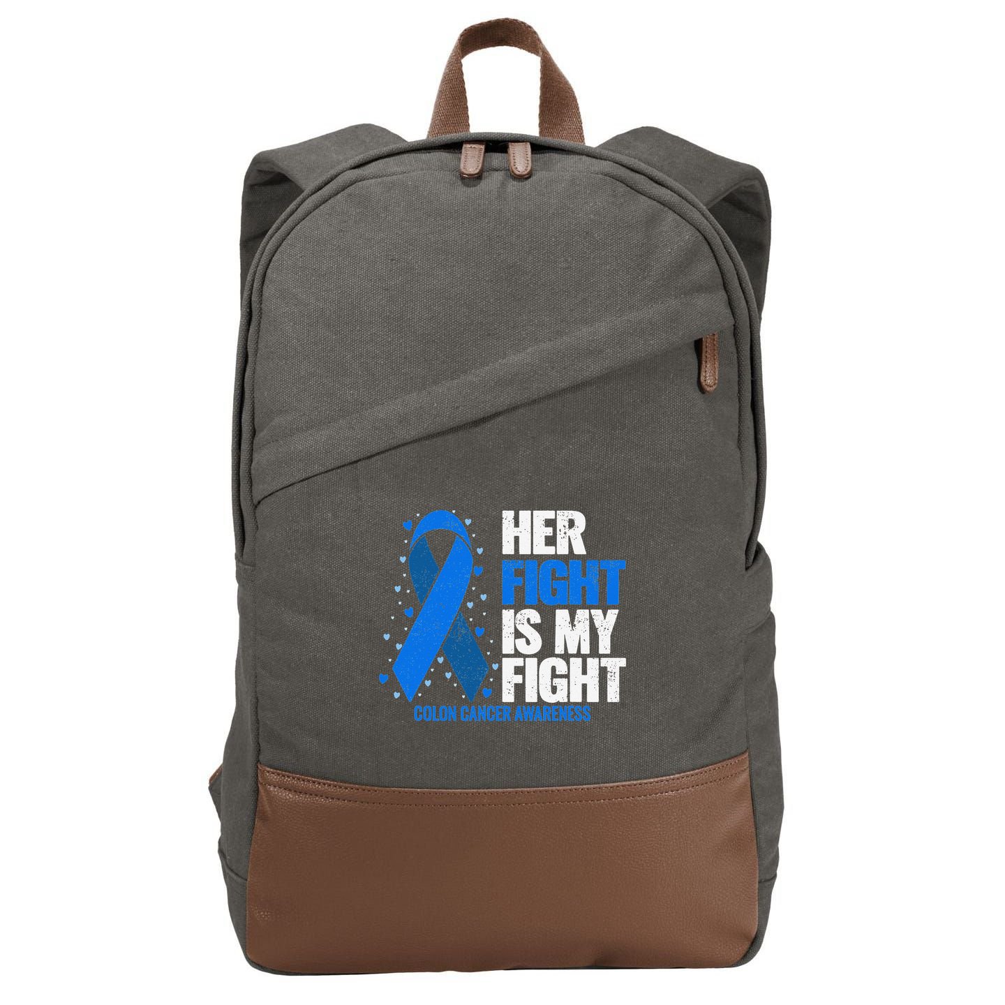 Her Fight Is My Fight Colon Cancer Awareness Cotton Canvas Backpack