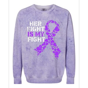 Her Fight is My Fight Pancreatic Cancer Awareness November Colorblast Crewneck Sweatshirt