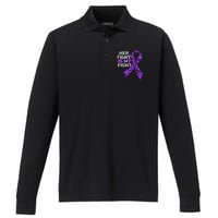 Her Fight is My Fight Pancreatic Cancer Awareness November Performance Long Sleeve Polo