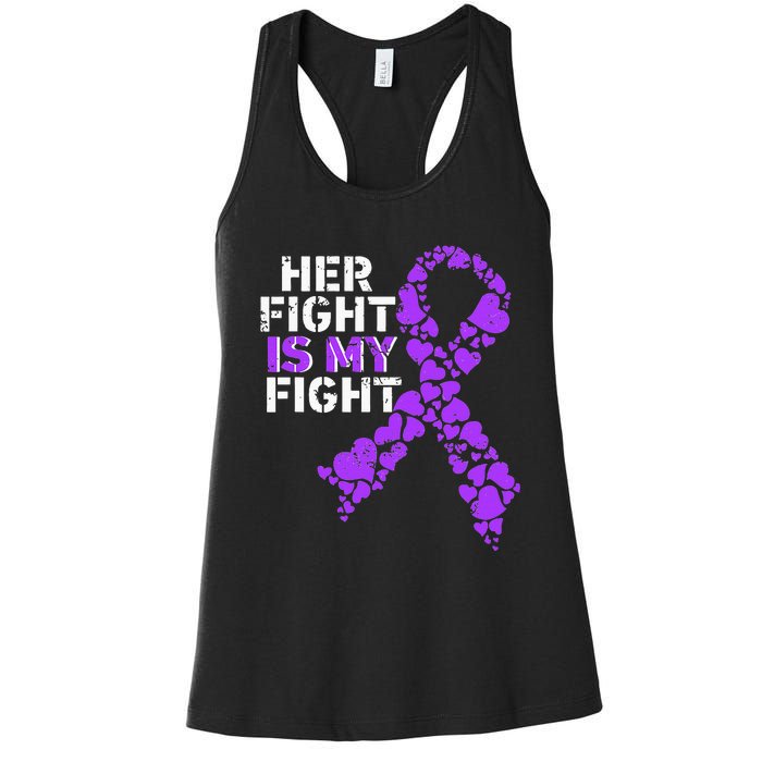 Her Fight is My Fight Pancreatic Cancer Awareness November Women's Racerback Tank