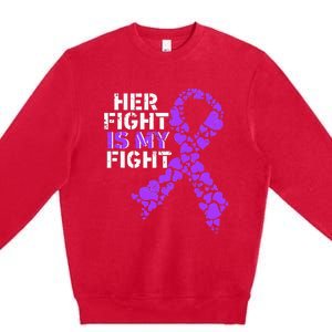 Her Fight is My Fight Pancreatic Cancer Awareness November Premium Crewneck Sweatshirt